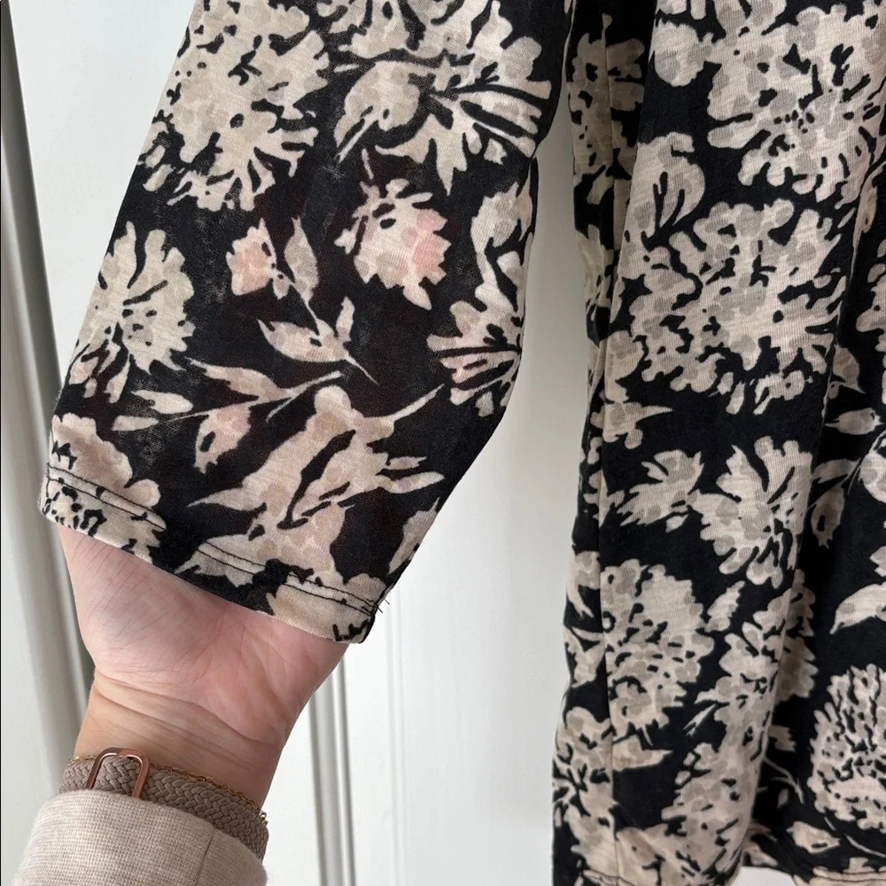 Y2K Croft & Barrow Floral Navy and Cream Top Blouse large - Picture 4 of 5